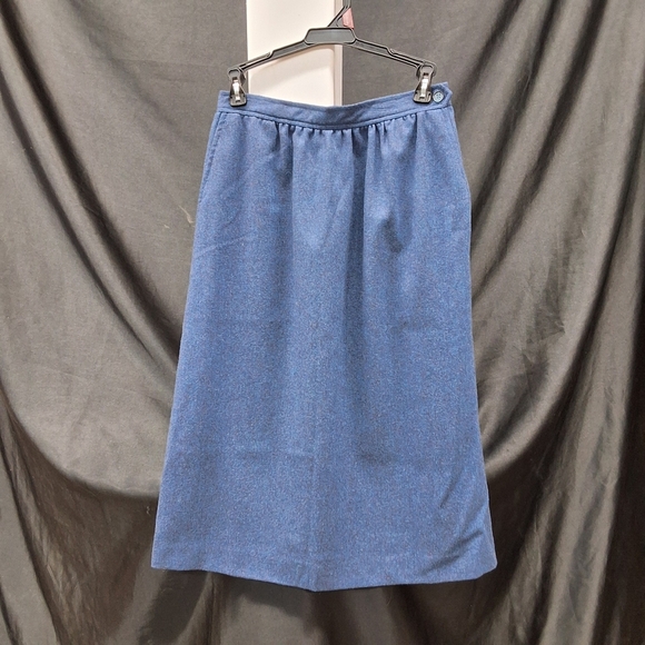 Evan Picone Blue Midi A-Line Skirt - Picture 9 of 14